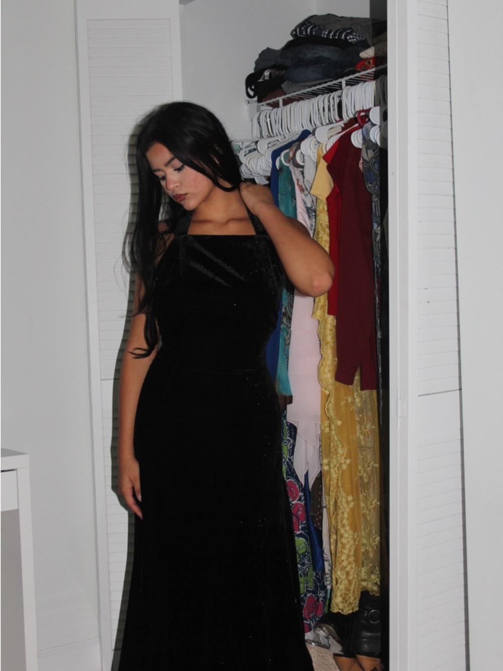 Alaia Black Velvet Halter Maxi Dress